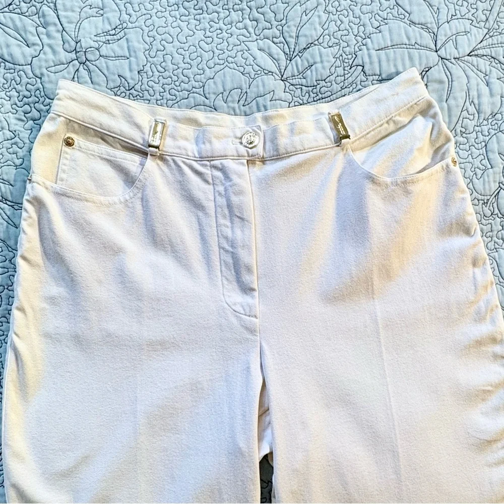 St. John Sport by Marie Gray Cream Cotton Blend Straight Leg Trousers Sz 10💚